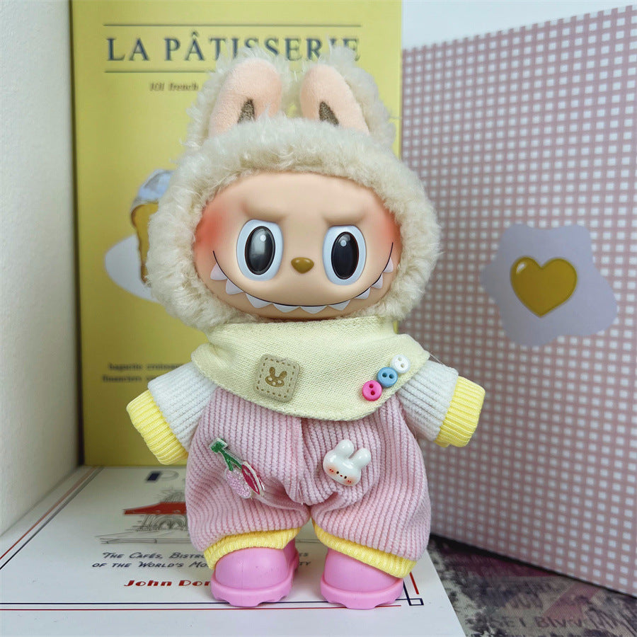 17cm blind box labubu clothes set circle smiley face clothes labubu pendant clothes cute doll clothes