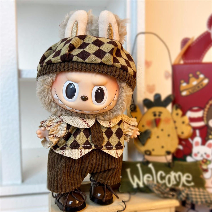 17cm blind box labubu clothes set circle smiley face clothes labubu pendant clothes cute doll clothes