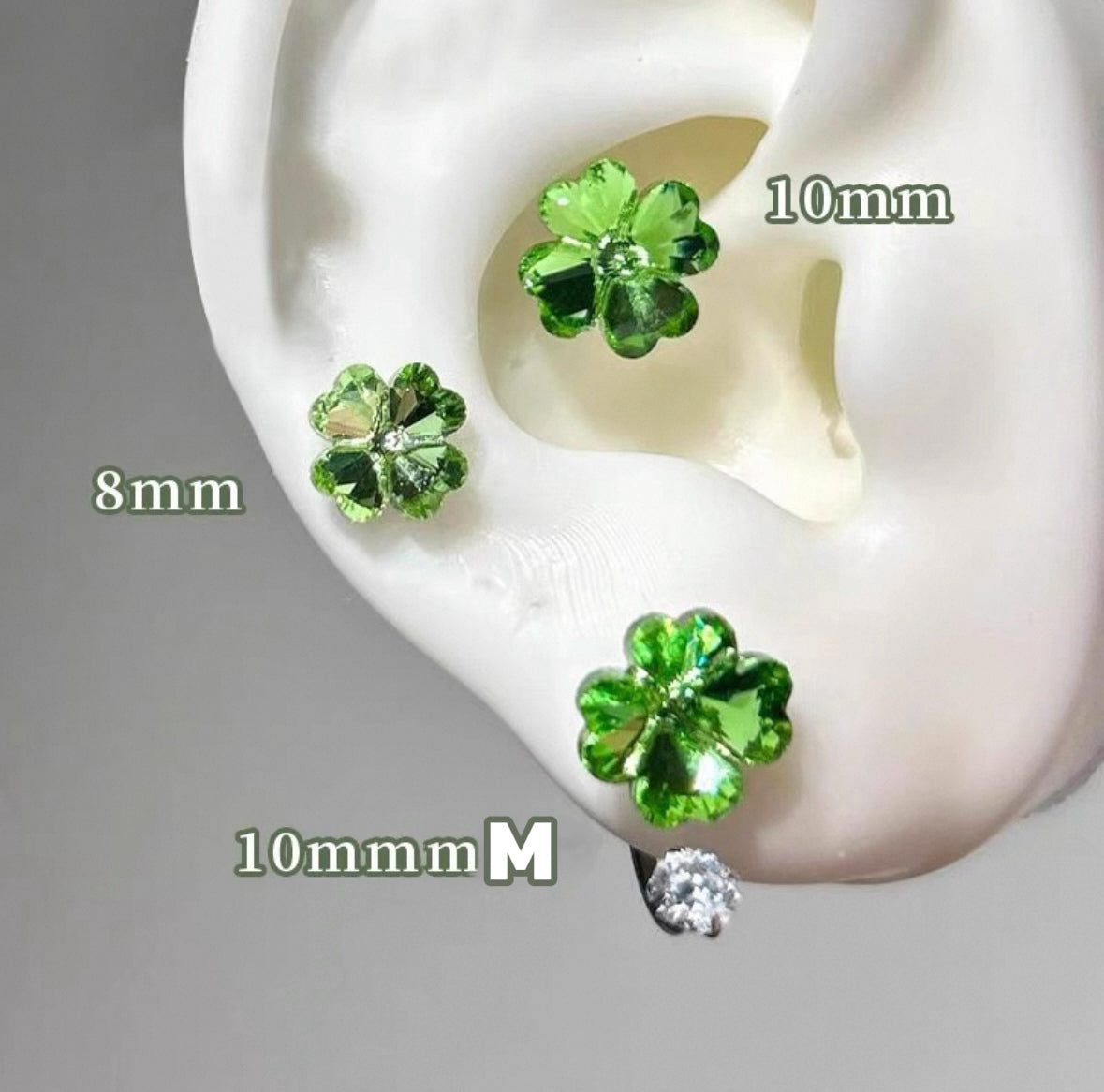 Sparkling Four-Leaf Clover Helix Stud Earring – Titanium Steel Cartilage Jewelry