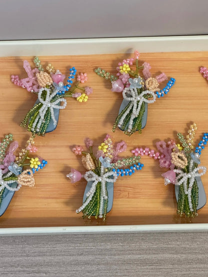 Beaded Bouquet Hair Clip – Handcrafted Floral Bang & Side Barrette