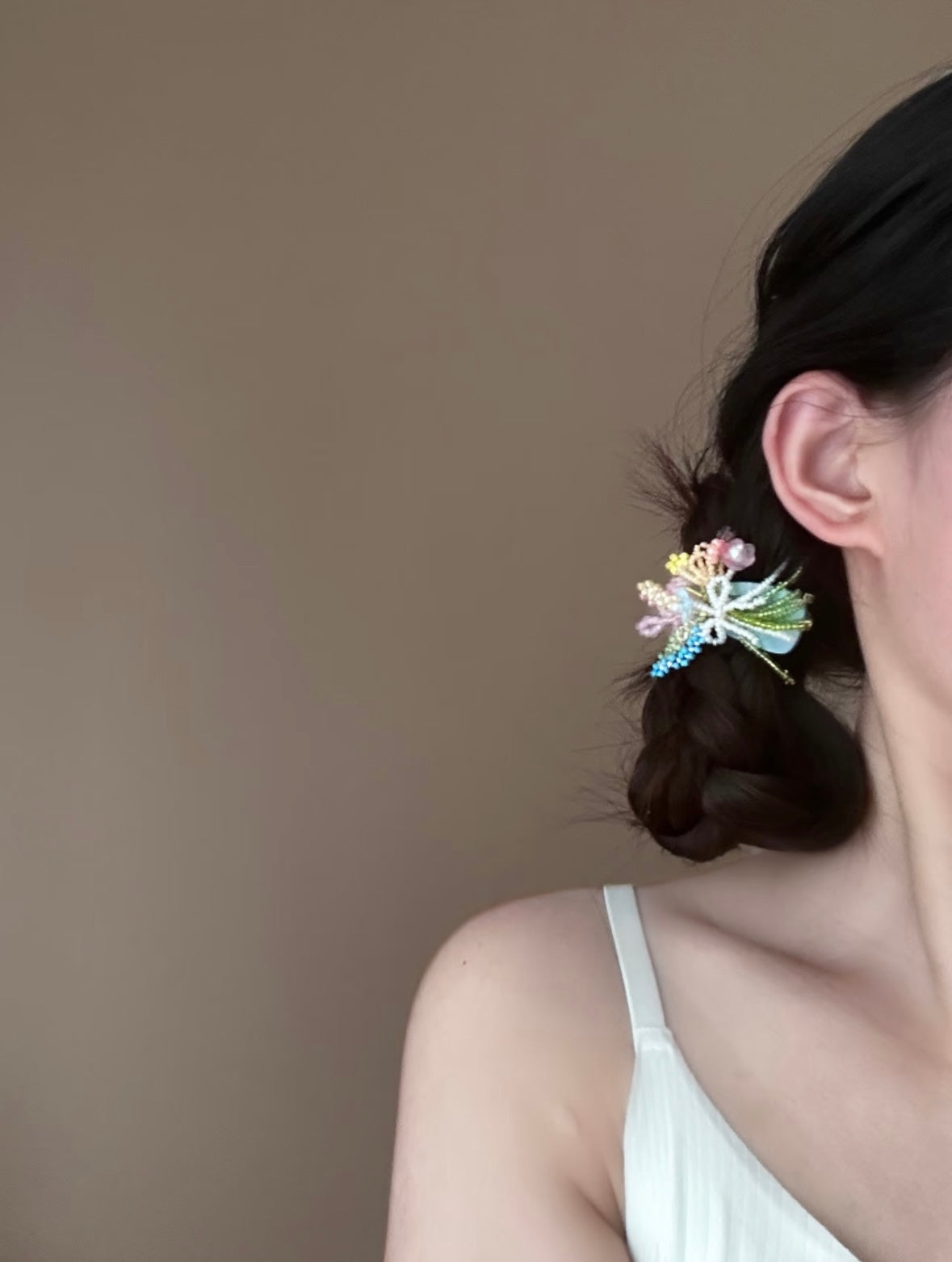 Beaded Bouquet Hair Clip – Handcrafted Floral Bang & Side Barrette