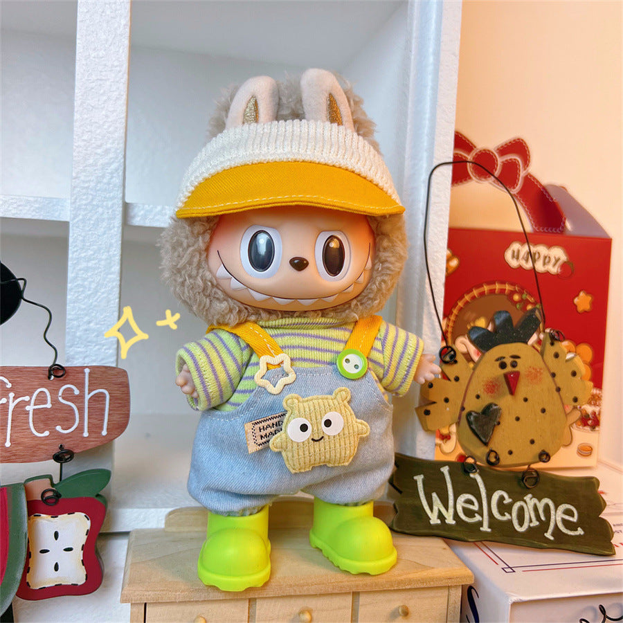 17cm blind box labubu clothes set circle smiley face clothes labubu pendant clothes cute doll clothes